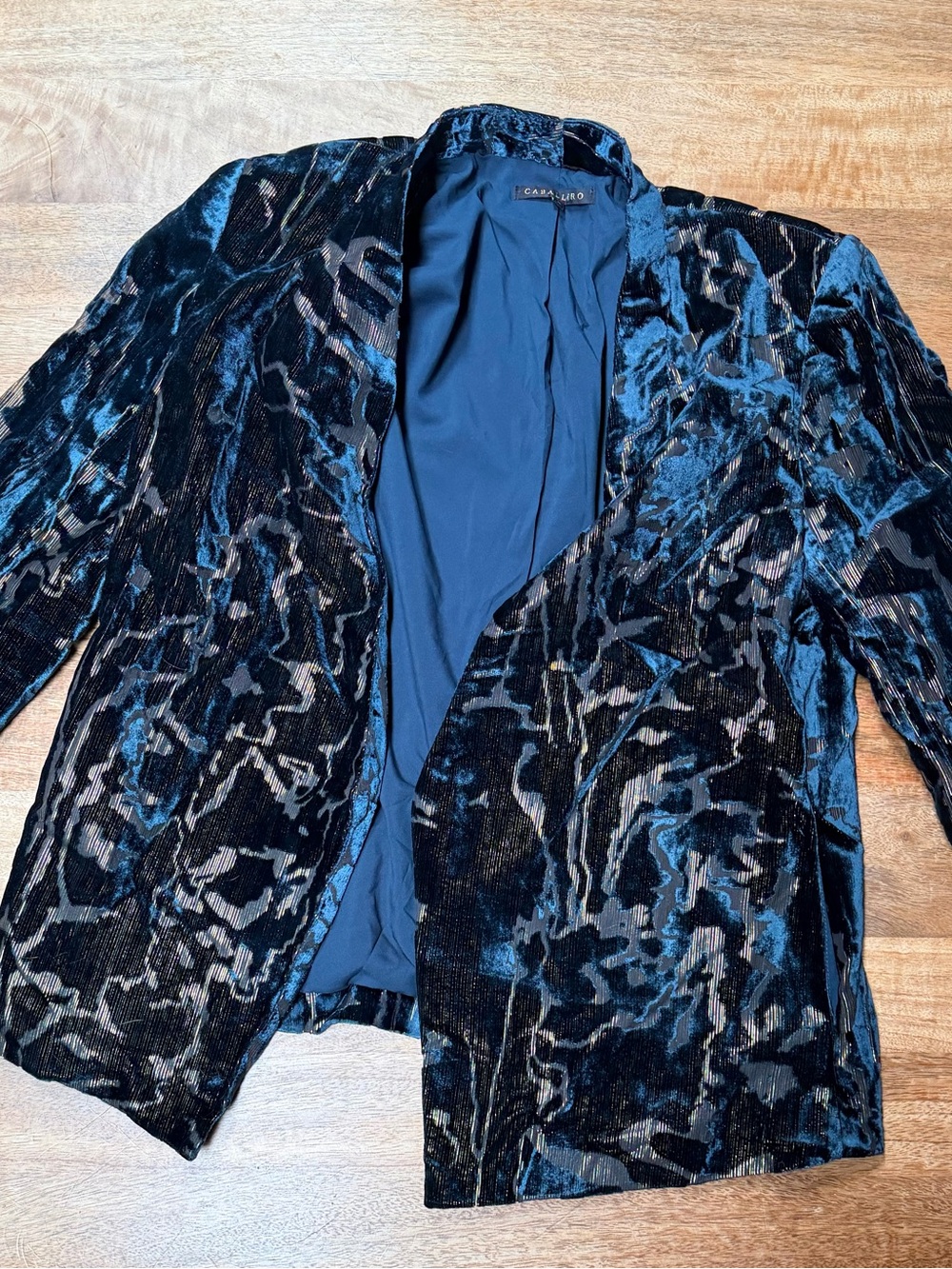 Caballero Blue and Black Velvet Blazer